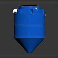 Blue Cylindrical Industrial Component With Top Lid And Side Port Design 3d model