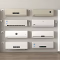 Various Wall Mounted And Floor Standing Air Conditioners And Fans In Modern Home Interior Design