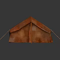 Brown Tent Shaped Furniture With Fabric Cover And Support Poles Structure