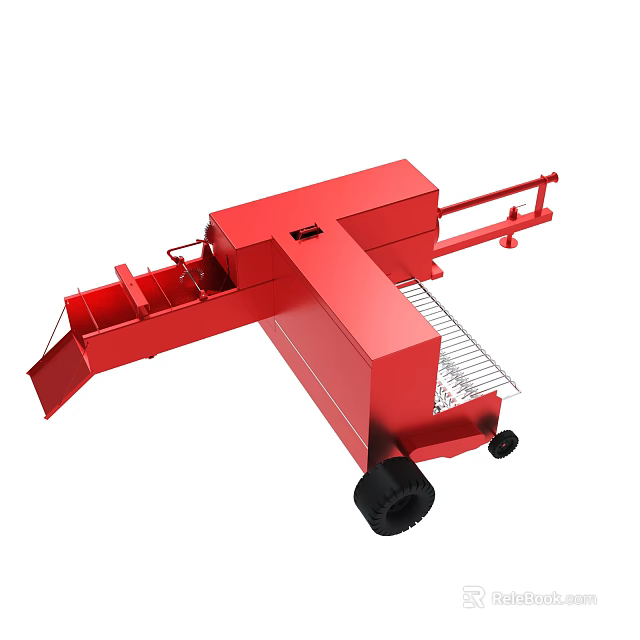 Red Heavy Duty Industrial Machine With Wheels Conveyor And Processing Unit 3d model