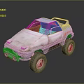 Retro Futuristic Off Road Concept Vehicle With Silver Body And Large Tires