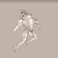 3D Rendered Silver Robot With Mechanical Structure Walking On Desert Ground Under Blue Sky