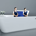 Modern White Lobby Information Desk With Reception Staff And Flower Vase
