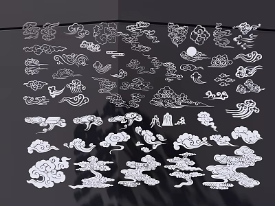 Traditional Chinese Cloud Pattern Wall Decor With Various Decorative Stickers For Home 3d model