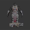 Armored Warrior Character With Biomechanical Creature Inspired Spiked Armor And Weapon