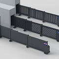 Public Facility Black Metal Guardrails With Blue Signs For Building Area Safety