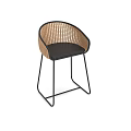 Modern Leisure Chair With Rattan Back And Black Metal Frame Seat