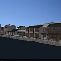 Traditional Chinese Style Commercial Street Along Riverside With White Walls Black Tiles And Water Reflections