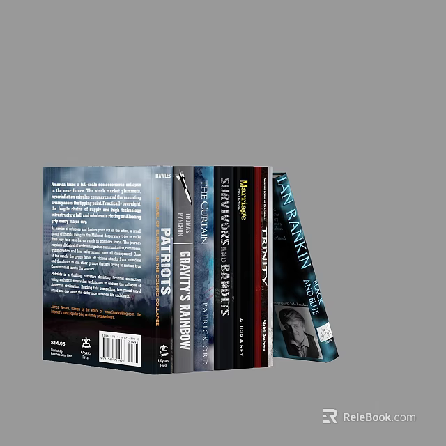 Assorted Classic Books With Visible Spines Lined Up For Reading Collection 3d model 