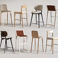 Modern Bar Stools With Various Designs And Different Colored Seats 3d model