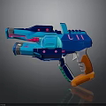 Futuristic Toy Gun With Vibrant Blue Pink And Orange Accents