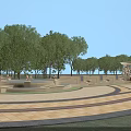 Elegant Garden Ornament With Tiered Fountain Sculpture Details Water Pools And Paved Area