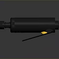 Black Cylindrical Tactical Weapon With Metallic Surface Base Support And Muzzle Accent