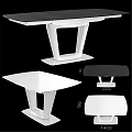 Modern Dining Table Design With White Geometric Base And Black Tabletop