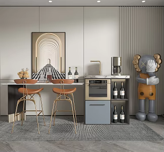 Light Luxury Bar Chair Combination Bar Chair Combination 3d model