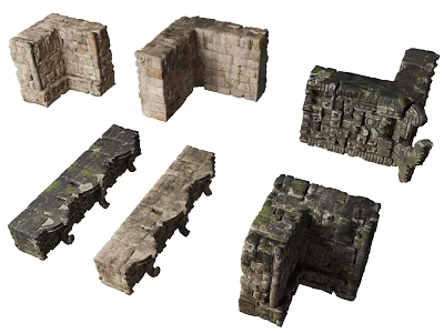 Ancient Stone Architectural Components Featuring Various Shapes Weathered Texture And Historical Ruin Design 3d model