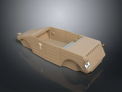 Brown Convertible Toy Car Model With Seats And License Plate LCP 3d model