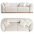 Modern Beige Curved Sofa With Soft Cushions And Elegant Wooden Base Design