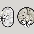 Elegant Wall Decor with Black Frames Butterfly Patterns and White Flowers Decorative Home Art