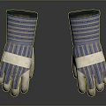 Blue Striped Work Gloves With White Palms And Protective Design 3d model