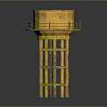 Yellow Coal Mine Water Tower Model With Metal Structure And Chinese Characters