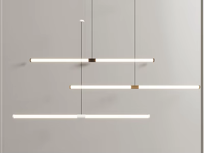 Sleek Modern Linear Pendant Lights With Three Hanging Bars And Metal Connectors 3d model