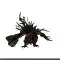 Gnarled Tree Root Creature With Spiky Branches And Bloody Red Core Details 3d model