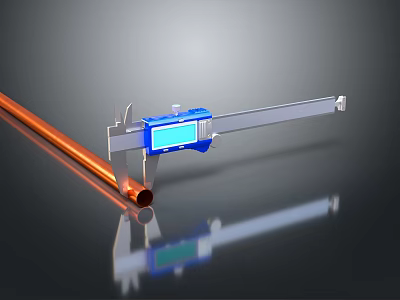Digital Caliper Measuring Copper Pipe with Precision for Professional Hardware Tools 3d model