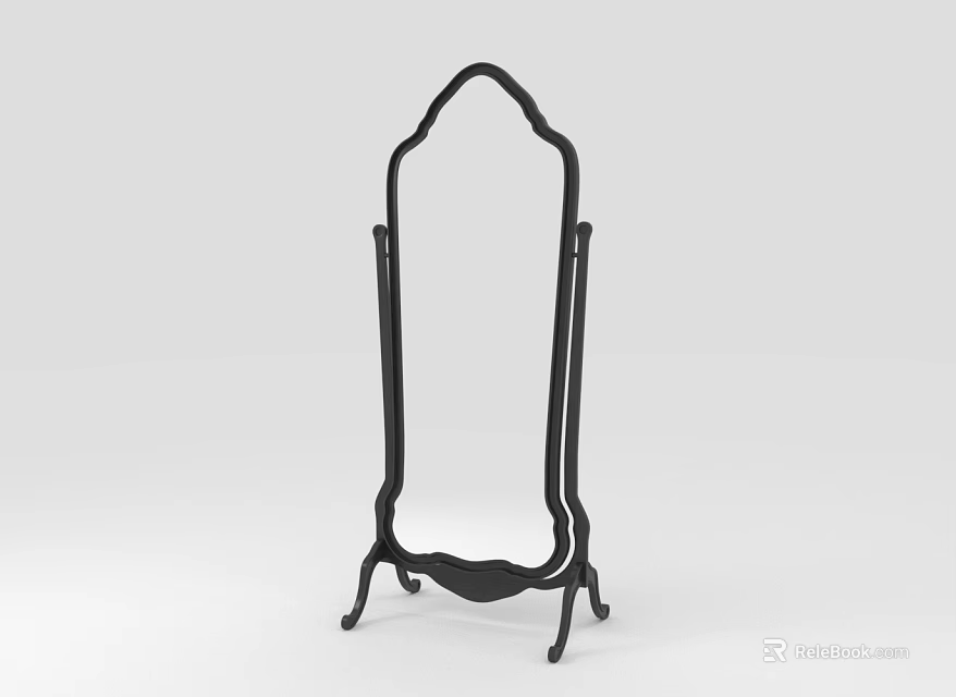 Black Metal Standing Coat Rack With Arched Top And Stable Base Design 3d model