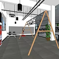 Spacious Fitness Gym Interior With Wooden Frame Suspension Training Equipment Mirrors And Green Plants