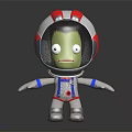 Cartoon Astronaut Character Green Creature With Red White Helmet White Spacesuit And Blue Accents 3d model