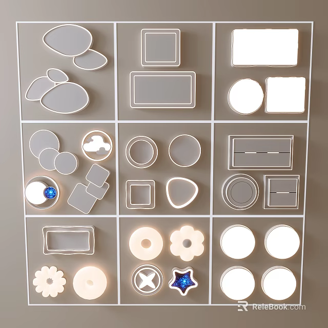 Ceiling Lights With Various Shapes And Designs 3d model 