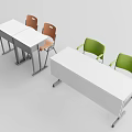 Modern White Conference Table With Green Brown Chairs And Modular Design