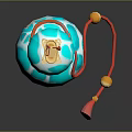 Commercial Gourd Shaped Equipment With Blue Body Gold Accents Red String Decoration And White Label