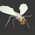 Mechanical Insect Character With Silver Wings And Yellow Gear Eyes