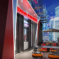 Modern Sweet Dance Fitness Studio Interior With Red White Design And Glass Walls