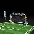 Mini Soccer Field With Green Turf Goalposts Soccer Balls Trophies Scoreboard And Banner Signs