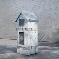 Commercial Small House Shaped Outdoor Equipment Made Of Gray Stone Blocks For Storage