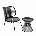 Modern Woven Rattan Table and Chair Set With Curved Back and Round Top Design