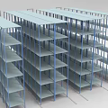 Display Shelving Units with Multiple Layers Metal Frame and Conveyor System Design 3d model