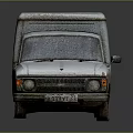 Old Silver Vintage Van With Flat Roof And Rusty Body Details