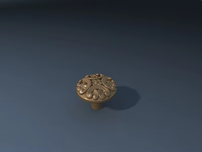 Golden Cabinet Knob With Intricate Decorative Pattern For Home Furniture 3d model