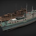 Two Ships Featuring Modern Blue Hull and Rusty Vintage Structure with Decks