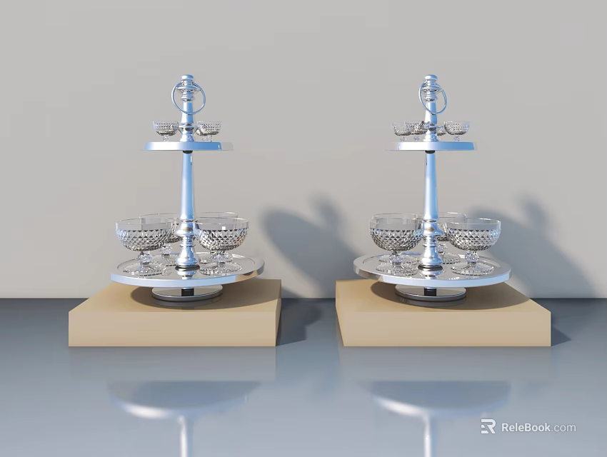 Modern Silver Swing Doors With Brown Base And Gray Wall Background 3d model