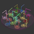 Circular Platform Structure With Multiple Vertical Stands And Circular Bases 3d model