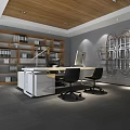 Modern Public Office Space With White Desks Black Office Chairs Mac Monitors And Glass Windows
