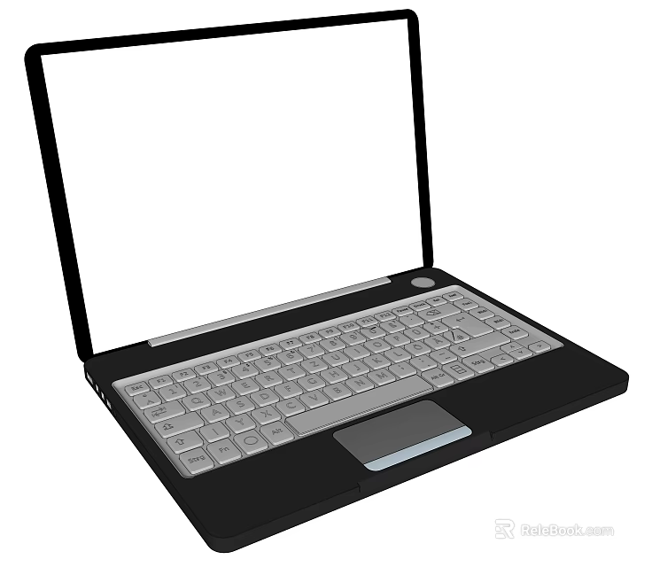 Modern Sleek Laptop With Open Screen Silver Keyboard And Touchpad Design 3d model 