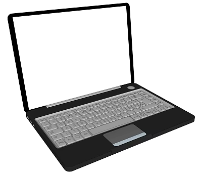 Modern Sleek Laptop With Open Screen Silver Keyboard And Touchpad Design 3d model