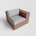 Single Sofa with Brown Woven Frame and Gray Cushion for Comfortable Seating 3d model