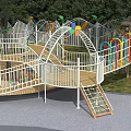 Kindergarten non-powered amusement equipment large slide combination tree house 3d model